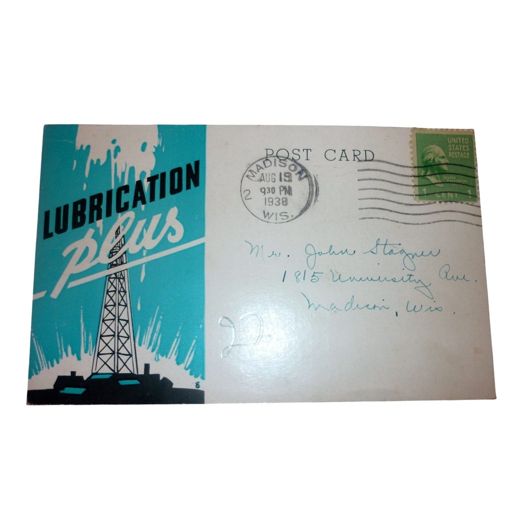 Vtg 1938 Nash Motors Advertising Postcard Hughes-Newman Madison WI Gas Oil Art